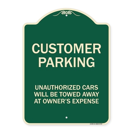 Signmission Designer Series-Unauthorized Cars Will Be Towed Away At Owners Expense, 18" L, 24" H, G-1824-9747 A-DES-G-1824-9747